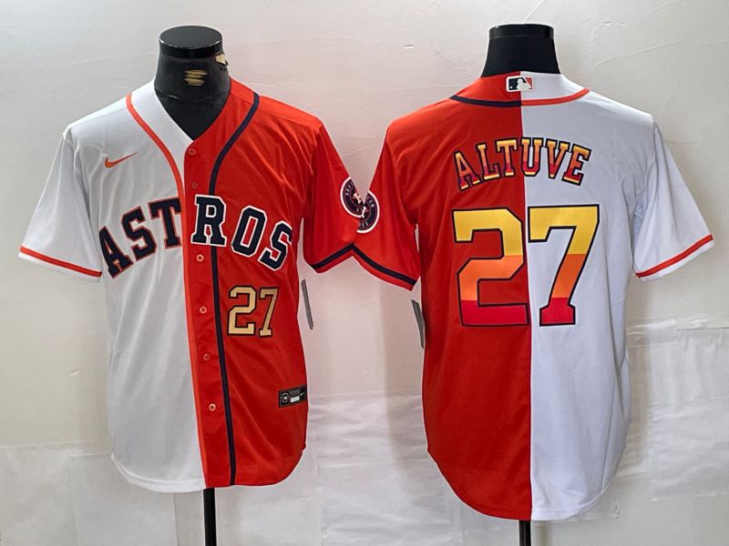 Men Houston Astros #27 Altuve White orange Nike 2024 MLB Jersey style 2->houston astros->MLB Jersey